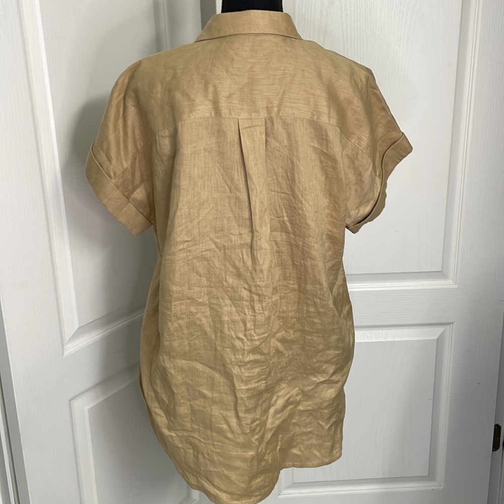Ralph Lauren black label pure linen shirt in camel beige size L preppy - Picture 5 of 7